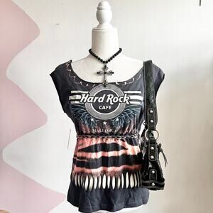 Hard‎ Rock Cafe Bleached Graphic T Shirt, Grunge Y2K Indie Sleaze Rocker Medium